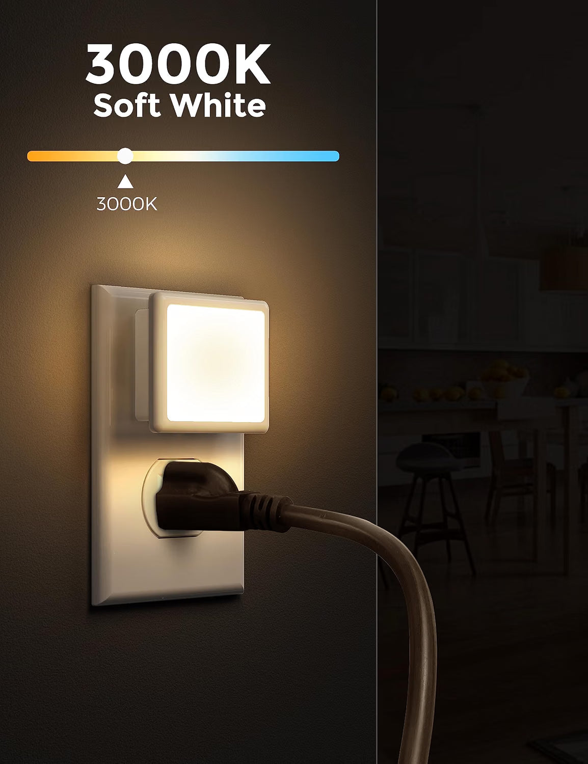 LED нощни лампи, комплект от 2 броя, включете се в стената