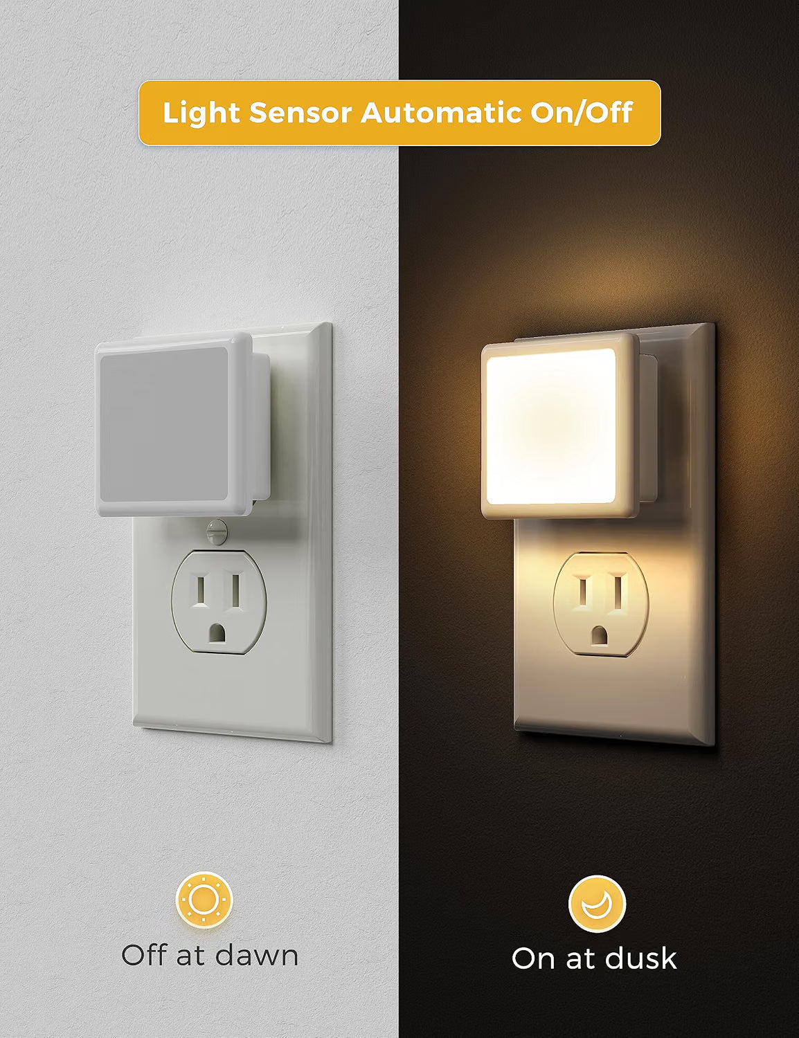 LED нощни лампи, комплект от 2 броя, включете се в стената